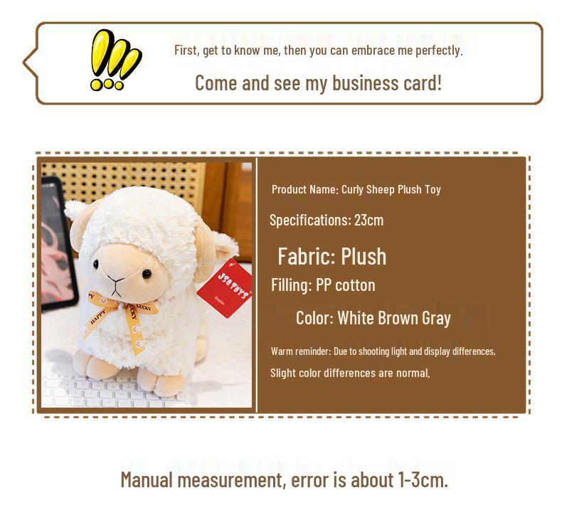Brown Curly Sheep Plush Toy - Wool Doll for Girls' Birthday Gift