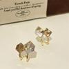 Double-layer glass square square stud earrings fashion light luxury high-end earrings versatile niche design earrings