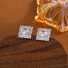 Women's 925 Silver-Plated Square Zircon Stud Earrings - Geometric Style Gift for Party & Birthday