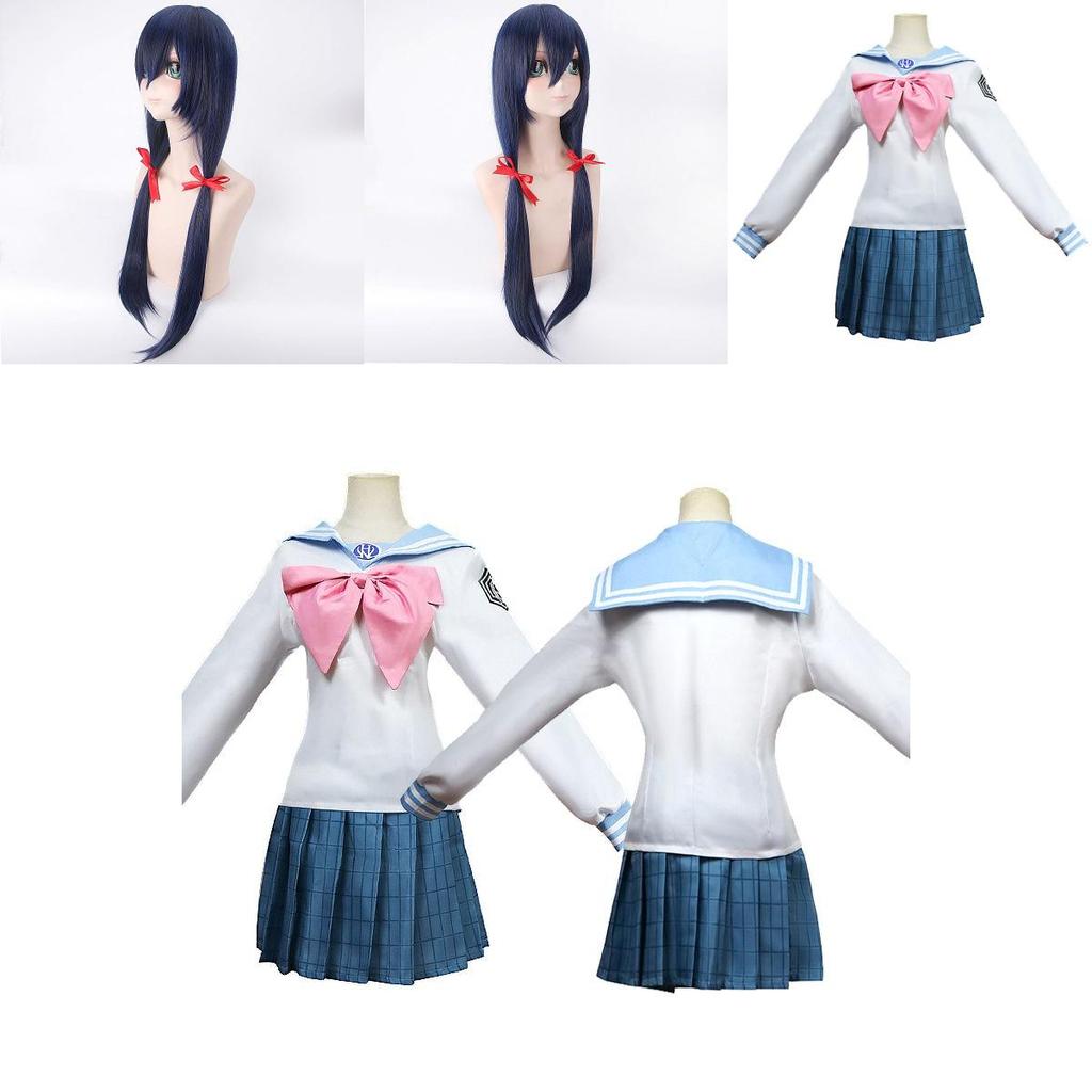 Elegant Danganronpa Dangan Ronpa Sayaka Maizono Uniform Costume Cosplay Suit Dress Wig