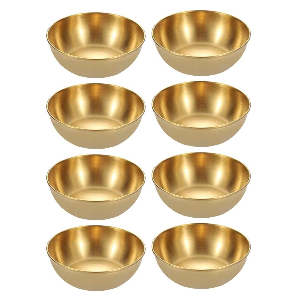 Sauce Dipping Bowl Stainless Steel Dipping Cups Round Sauce Dishes Mini 4/8Pcs Silver Reusable Seasoning Cups Dipping Cups