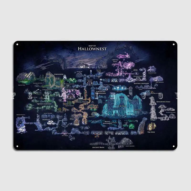 

Металлическая табличка Карта Hollow Knight Бар Пещера Кастомный Клуб Домашний Настенный Декор Жестяная табличка Постеры 20x30cm（7.8x11.8inch）