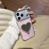 Heart-shaped Stand-Compatible iPhone Case with Inlaid Diamond Mirror and 3D Protective Design for iPhone 14-17