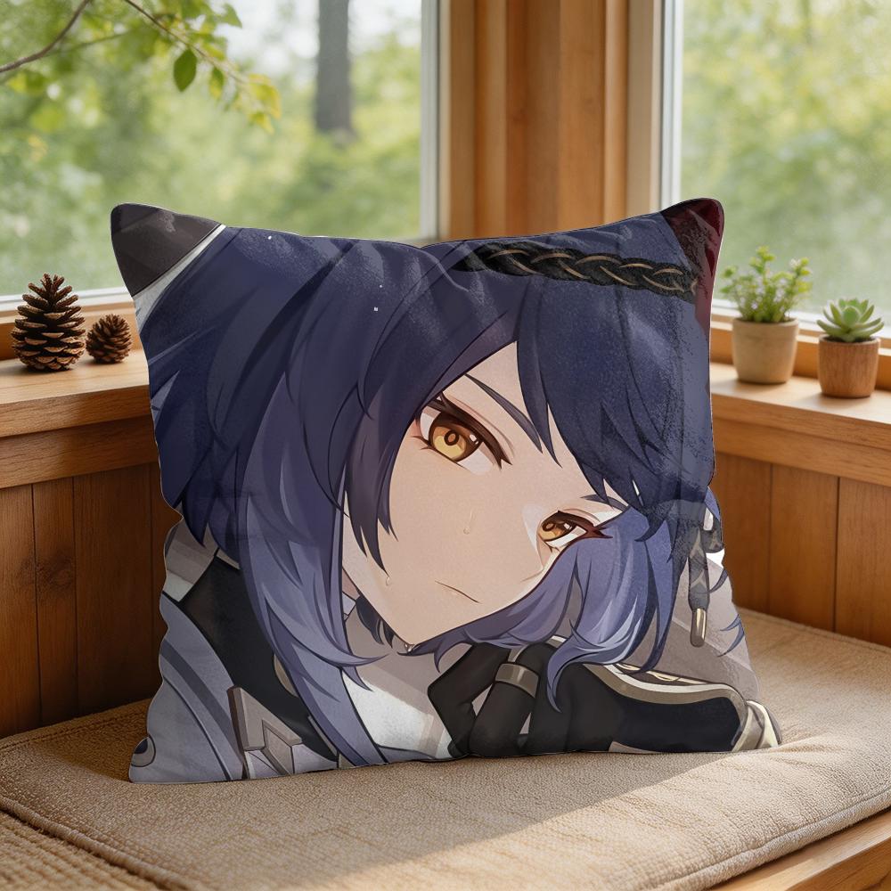 Kujo Sara Genshin Impact Cushion Cover Square Short Plush Pillow Case Living Room Sofa Home Decor Funda X