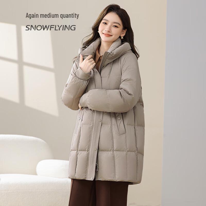 SNOWFLYING Women's Mid-Length Hooded Down Jacket