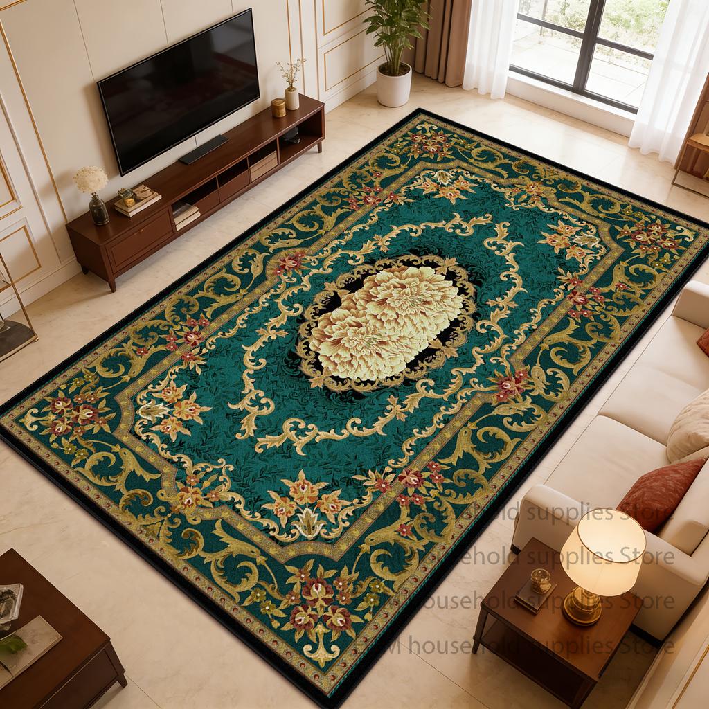 European Style Flower Carpet Luxury Living Room Decor Bedroom Customizable Floor Mat Antiskid Washable Study Lounge Rugs Bedroom