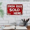2D Flat, 1pc Vintage Farm Aluminium Sign 8x12 Inch - "FRESH EGGS SOLD HERE" Quote, Red Distressed Finish, Indoor/Outdoor Decor for Chicken Coop, Farm