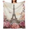 Vintage Eiffel Tower Paris with Pink Roses Throw Blanket Blankets For Bed Decorative Beds Warm Warm for Winter Blankets