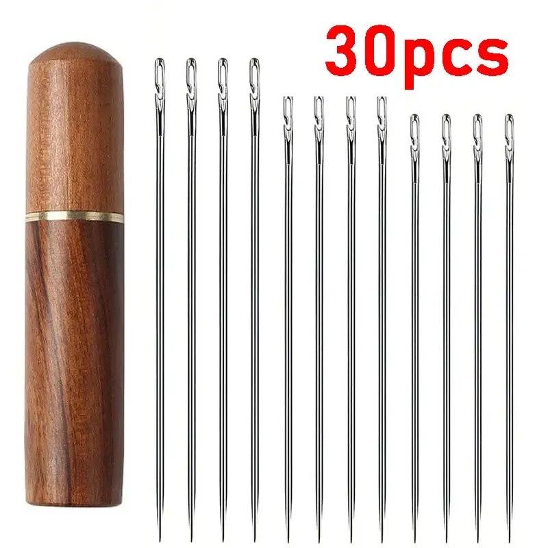 30 PCs Elderly No Thread Hand Sewing Needle, Home Hand Sewing Quilt Clothes, Cross Stitch No Thread Needle, DIY Hand Sewing