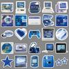 50pcs Blue Y2K Digital Graffiti Stickers: Retro Creative Decals for Phone, Tablet, Laptop