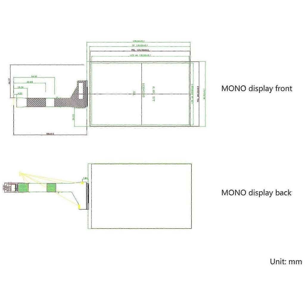 6 Inch MONO LCD HD Display,MIPI 50Pin Interface,for Elegoo Mars 2
