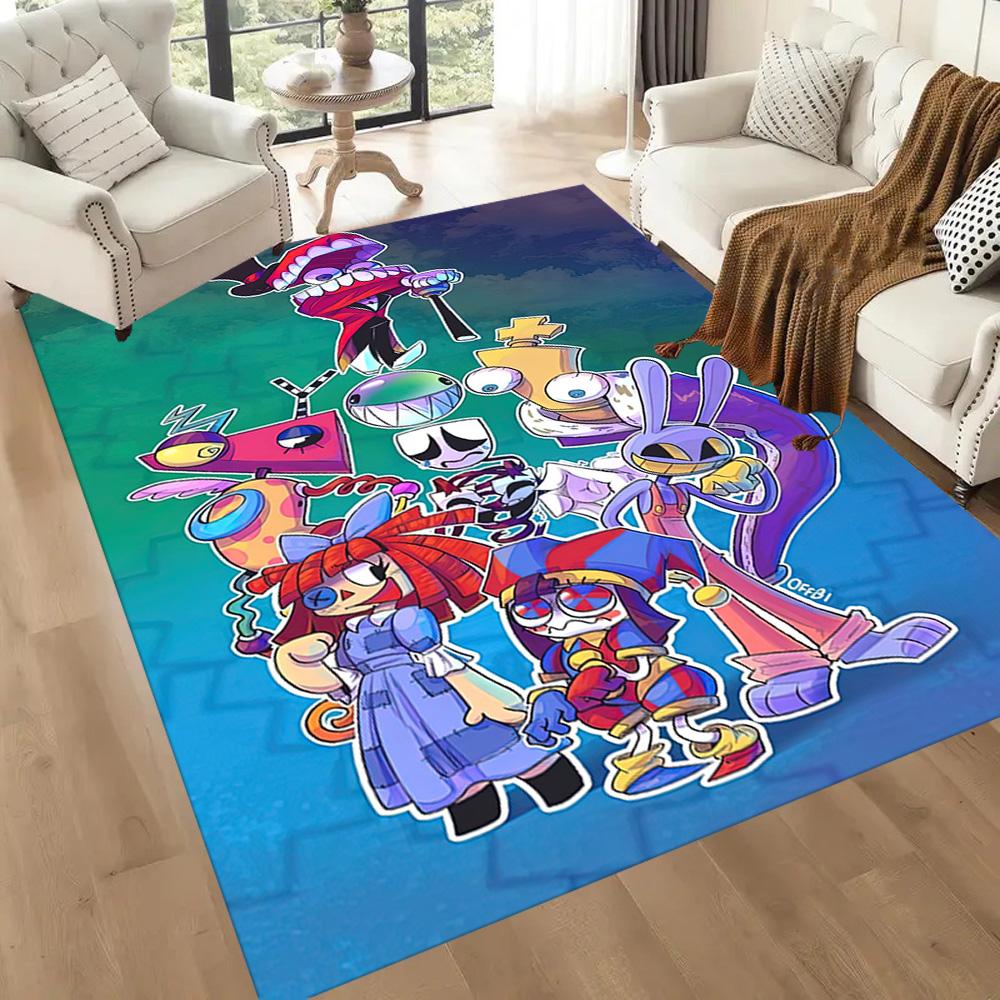 Digital Circus Floor Rug Office Rug Design for Playrooms Game Room Balcony Foyer Anti-slip Rug Decorate Offices Perfect Gift for Friends & Family