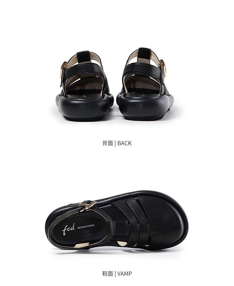Sheepskin sandals for women, summer round toe toe, thick soled leather woven back hollow casual Roman sandals, pigsty shoes for women