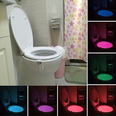 Lampe De Toilette WC LED À Capteur De Mouvement, Veilleuse 8 Couleurs, 1 W, Alimentée Par 3 Piles AAA