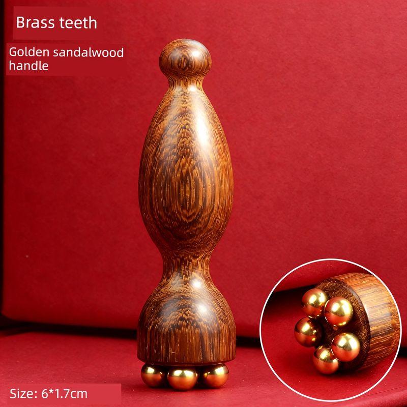 Sandalwood Small Lotus-Shaped Eye Massager with Brass Beads for Facial Acupressure, Eye Bags, Dark Circles, and Crow s Feet Massage Eye Massage Stick [Copper Beads and Lotus]