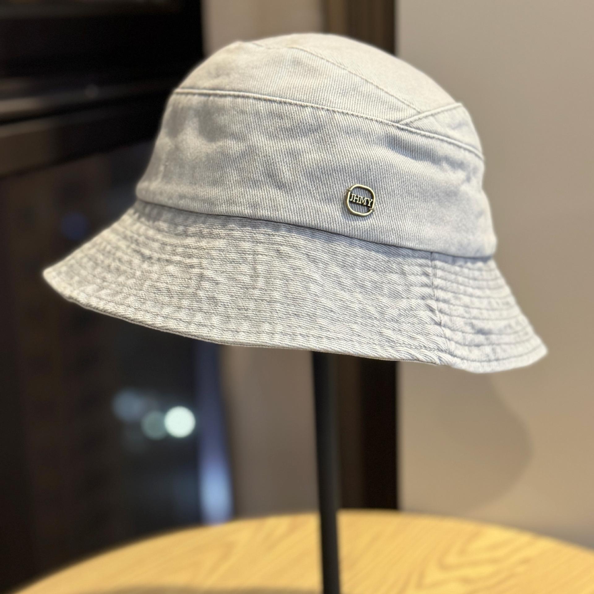 

2026Simple retro washed distressed fisherman hat for women, new spring-summer style, makes the face look smaller, versatile sun-shading bucket hat Adult54-60Adjustable світло-сірий колір