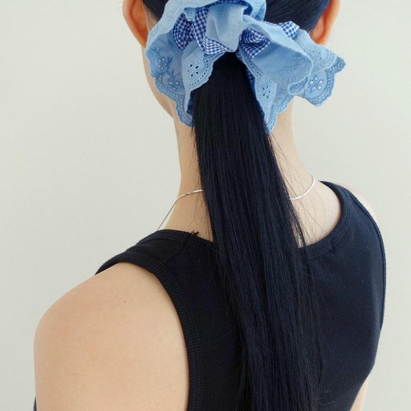 

PONY PRESS CLUB Летняя клетчатая резинка-скранч (2 цвета) Blue