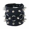 European American Punk Fashion Cuff Bracelet Exaggerated Cowhide Channel Set Metal Studs Men Wide Gift
