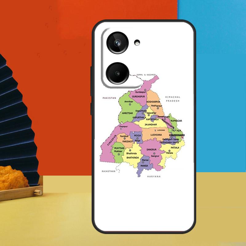 Punjab Map Outline For Realme GT7 Pro GT6 10 11 12 13 14 15 Pro Plus C55 C67 C63 C61 C53 C31 C65 C71 C75 Case
