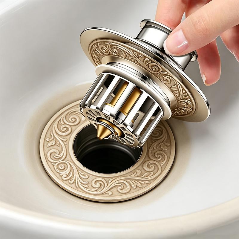 Hot Sale Large Brass Kitchen Sink Drainer with Anti-Odor Pop-Up Plug Strainer and Filter Basket