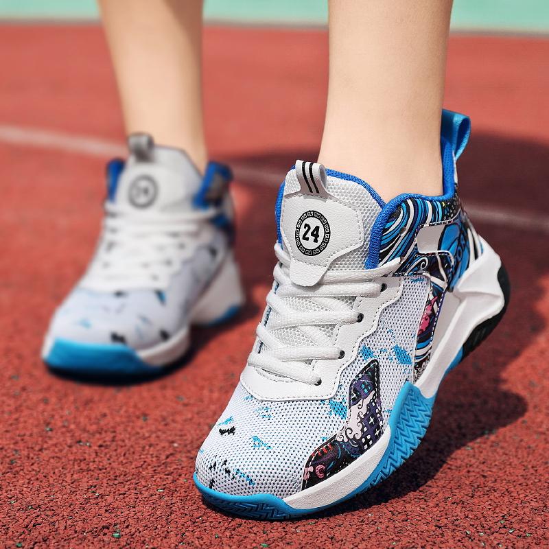31-40 Tenårings Pluss Størrelse Sklisikker Slitesterk Pustende Mote Høye Basketballsko Fritidssko