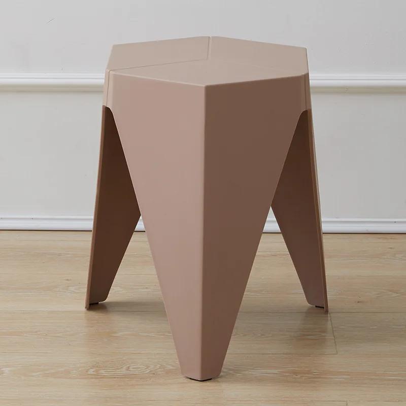 Ins Creative Modern Shoe Replacement Bench Footstool Non Slip Thick Plastic Small Stool Low Geometric Furniture Home