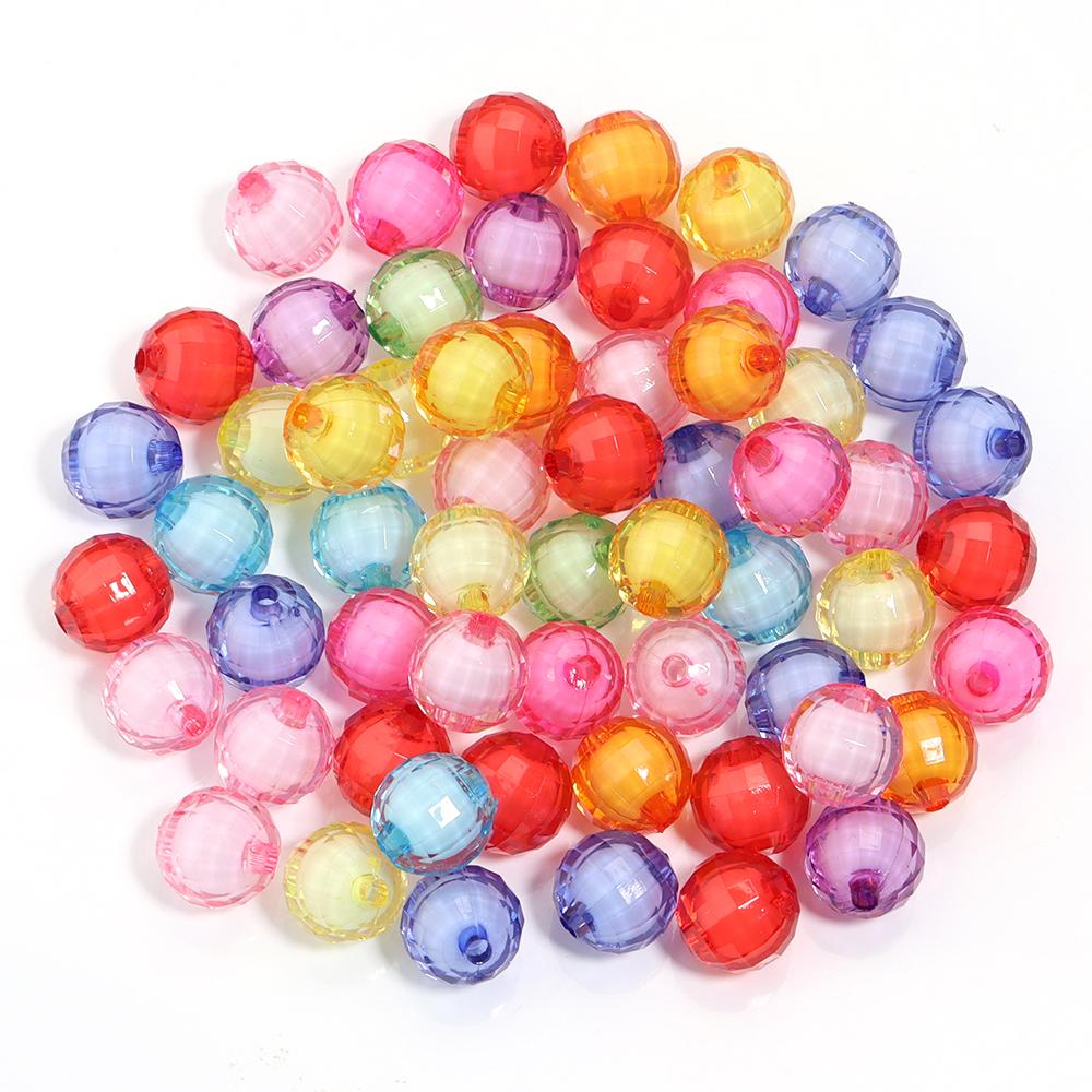 20-100pcs 8/10/12/14/16/18/20mm Faceted Acrylic Beads Mixed Color Round Loose Beads For Jewelry Making DIY Bracelets Necklace