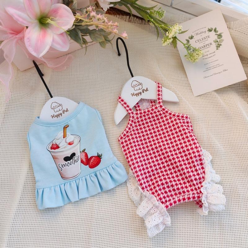Cute Style Pet Belly Wrap Clothes Four Legged Checkered Printed Dog Clothing Breathable Jumpsuits for Cats
