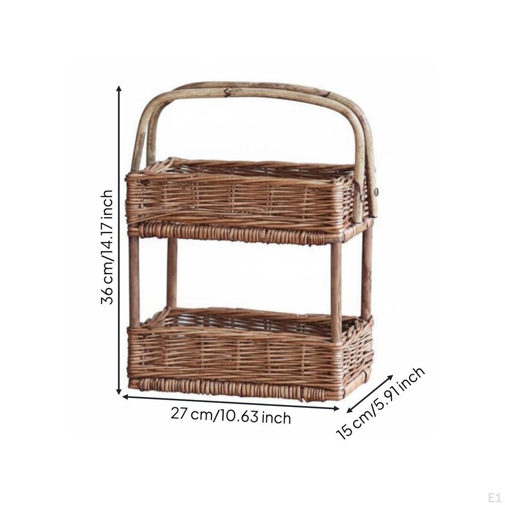 Textil Aufbewahrungskorb Handgeflochten 2 Etagen Doppellagig Weide Organizer Regal