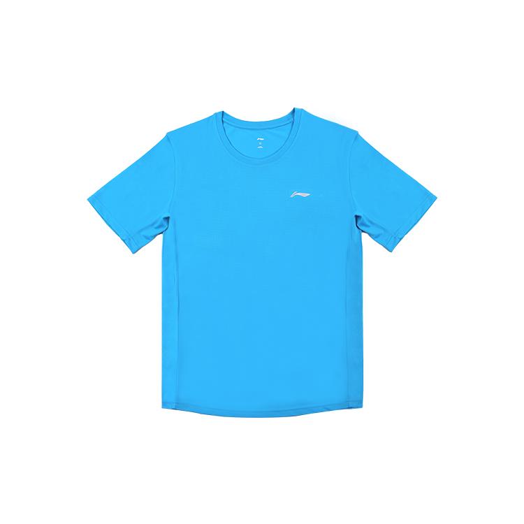 Li Ning T Shirts Men's Lake Blue Crew Neck Moderate YTST073-1