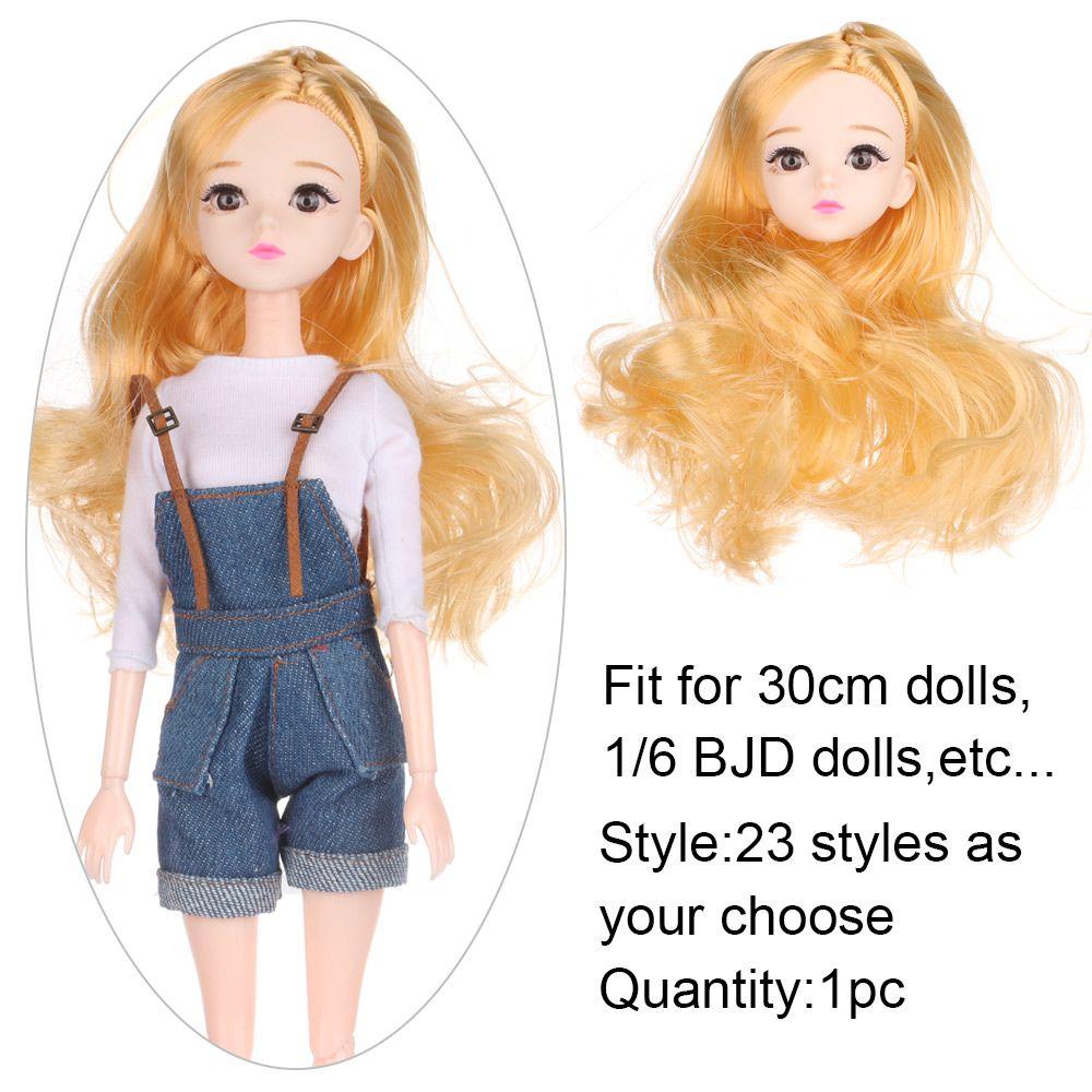 1/6 BJD Doll Head With Gold Brown Black Hair For 30cm Doll Joint 3D Eyes Europe Red DIY Head Wear for Ancient Doll Accessories
