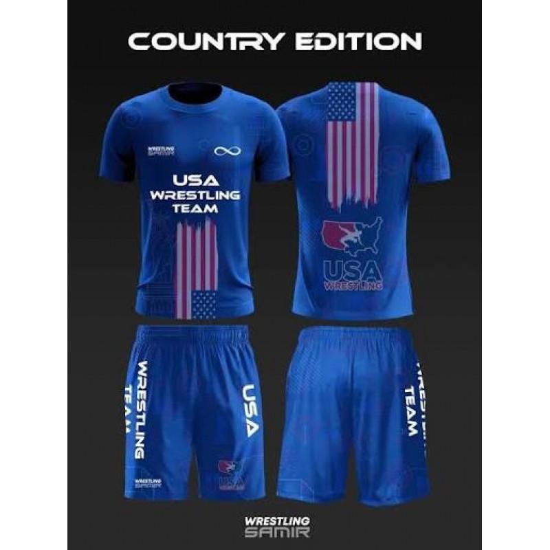 2026 Wrestling Training Set Mens Short Sleeve T-Shirt Shorts 3D Digital Print Athletic Wear Casual Sportswear