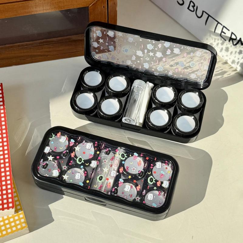 

Transparent Contact Lens Case Portable Plastic Storage Box With Tweezer Suction Stick Set For Travel Holiday Companion Organizer