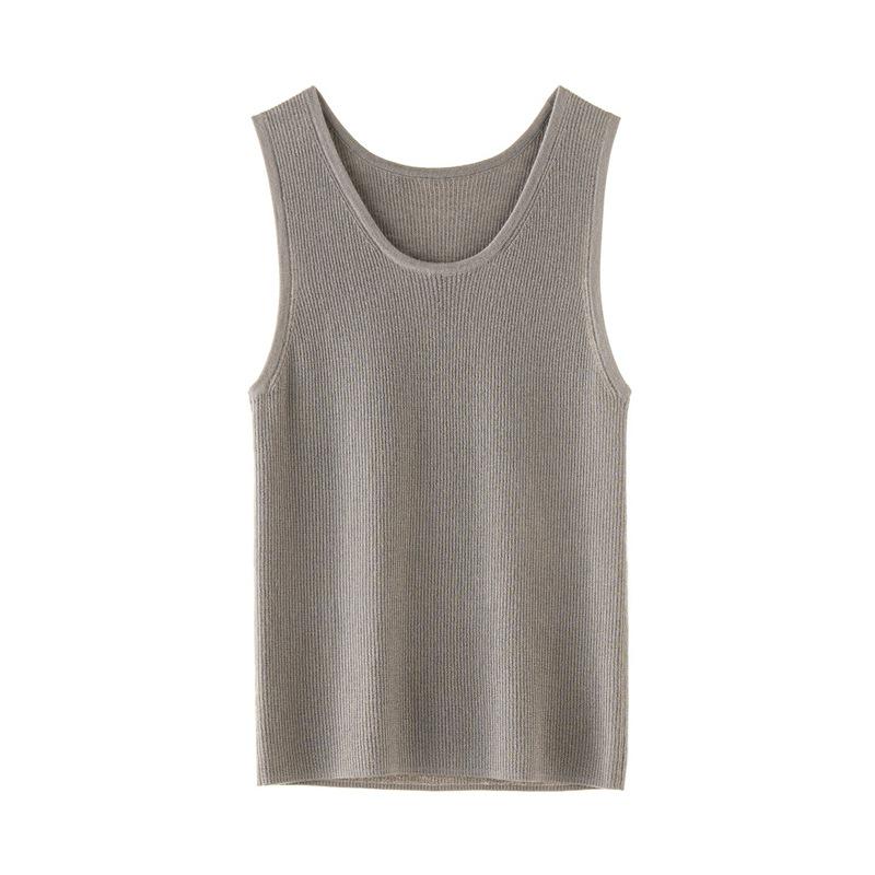 German Yangzi Wool-Blend Slim Knit Vest Round Neck Thin Camisole Base Layer Shirt