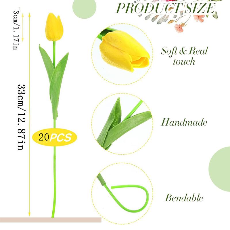 5/10/20Pcs Vibrant Multicolor 33cm Artificial Tulip Bouquet Real Touch Faux Flowers for Home Office Weddings Easter Decorations