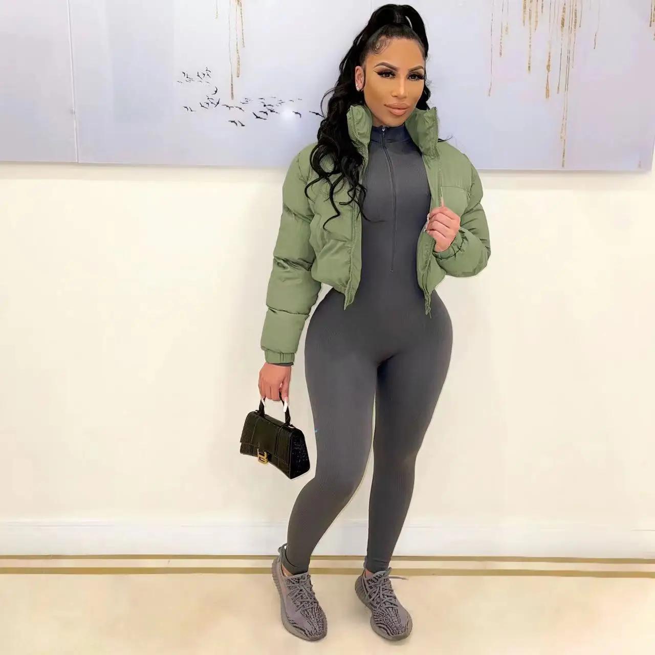 

Зимняя однотонная женская куртка-пуховик, элегантная черная, на молнии, толстая, теплая, короткая, парка, пальто, верхняя одежда, женские хлопковые куртки-кроп-топы XS темно-зеленого