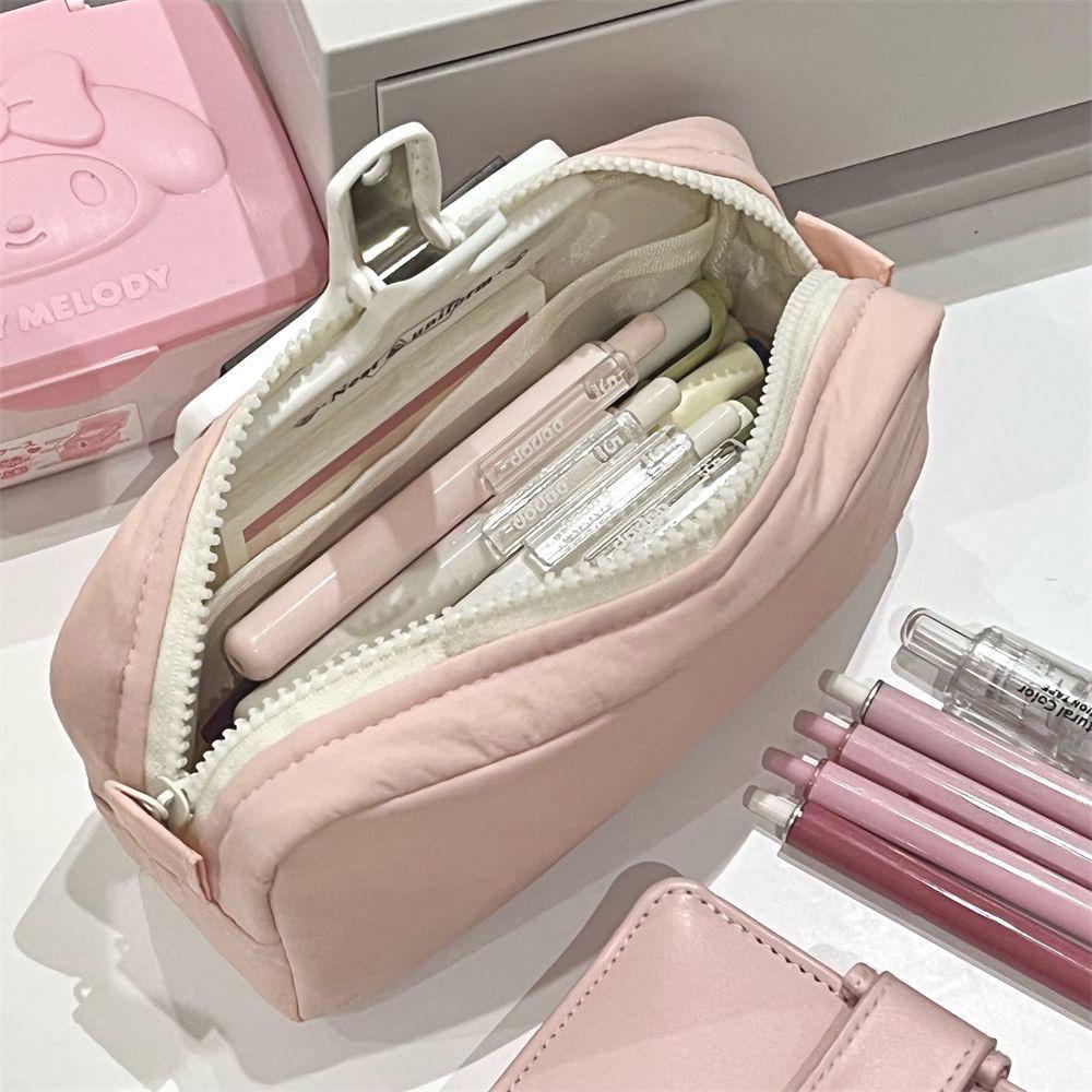 Sea Salt Blue Large Capacity Japanese-Style Pencil Case - Simple, Solid Color Student Stationery Bag