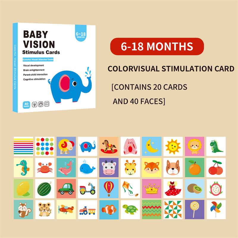 Baby Vision Stimulus Cards, High Contrast Baby Cards, Black White Colorful Baby Flashcards Newborn Toys