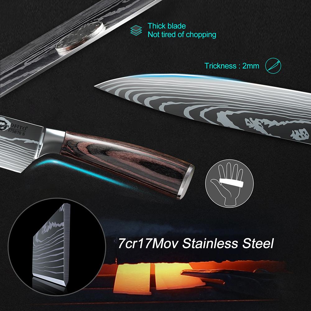 8pcs Professional Chef Knife Set with Roll Bag High Carbon Stainless Steel Kitchen Knife with Knife Sharpener, Dishwasher Safe