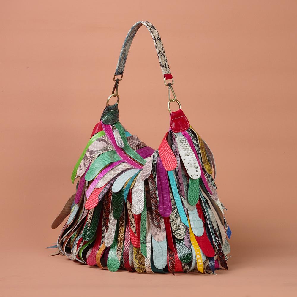 Ekte Lær Dameveske Street Fashion Veske Duskveske Enkel Skulder Crossbody Veske Underarmsveske