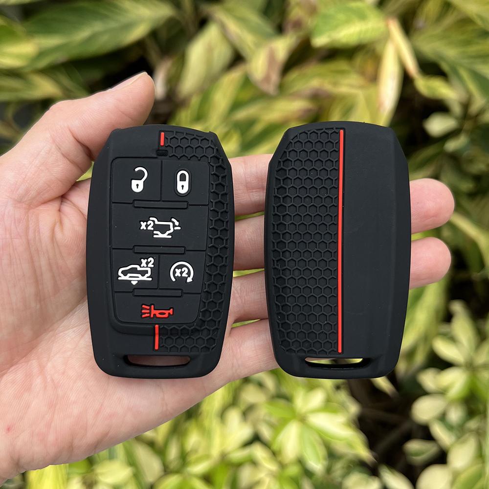 Silicone Car Key Case Remote Cover Shell Keychain Accessories for Dodge Ram 1500 Pickup Limited 2019 2020 2021 2022 2023 2024