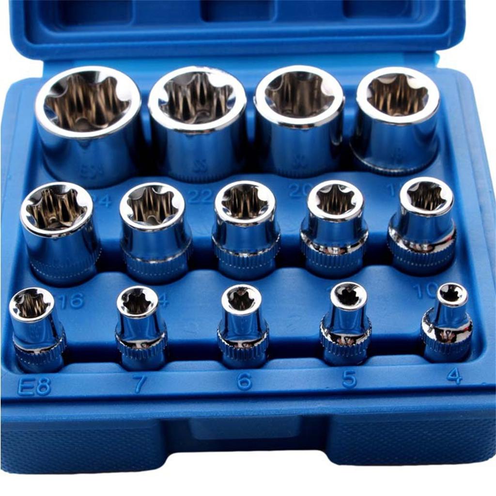 2025+ 14PCS Female E Star Torx Socket Set E4-E24 E-Torx External Hex Socket Insert Nut