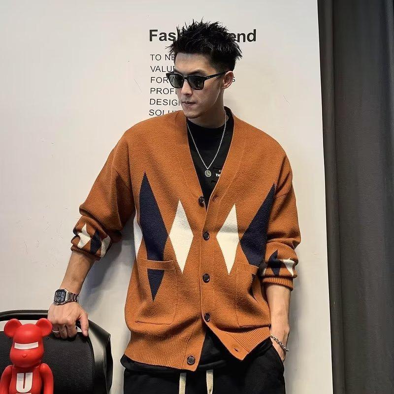 Cardigan en maille tendance coupe ample pour homme - Style Hong Kong High Street Printemps