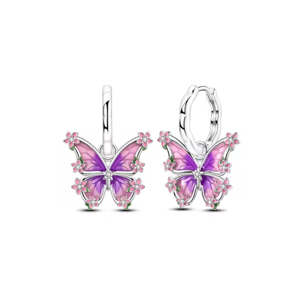 925 Silver Starry Sky Cherry Butterfly Flower Bow Drop Earrings Ear Stud Fine Trinkets Jewelry Women