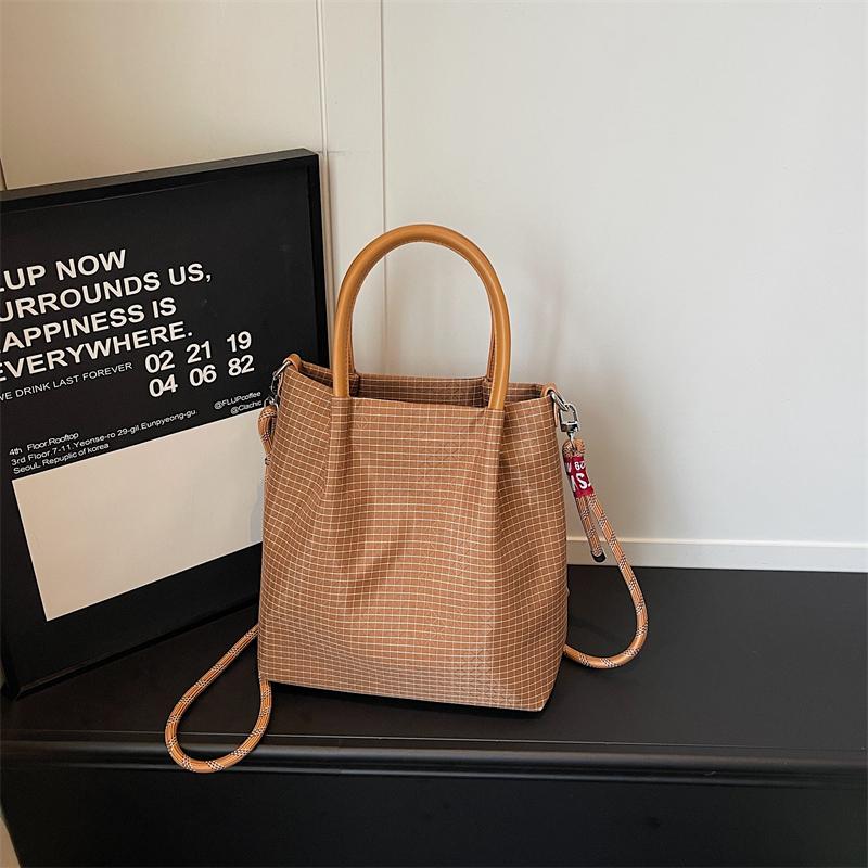 Vintage Plaid Tote Bag Women's Handbag Commuter Large Capacity Shoulder Bag