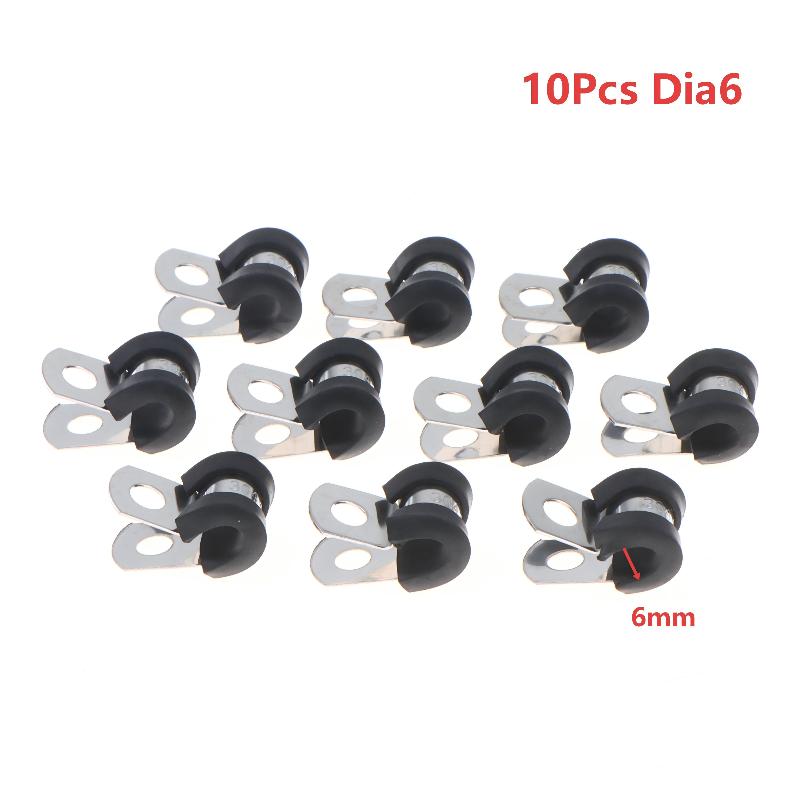 10Pcs Stainless Steel Cable Clamp 6-20mm Insulated Wire Hose Mounting Clip for Off-Road Vehicle Wiring Plumbing Repairs