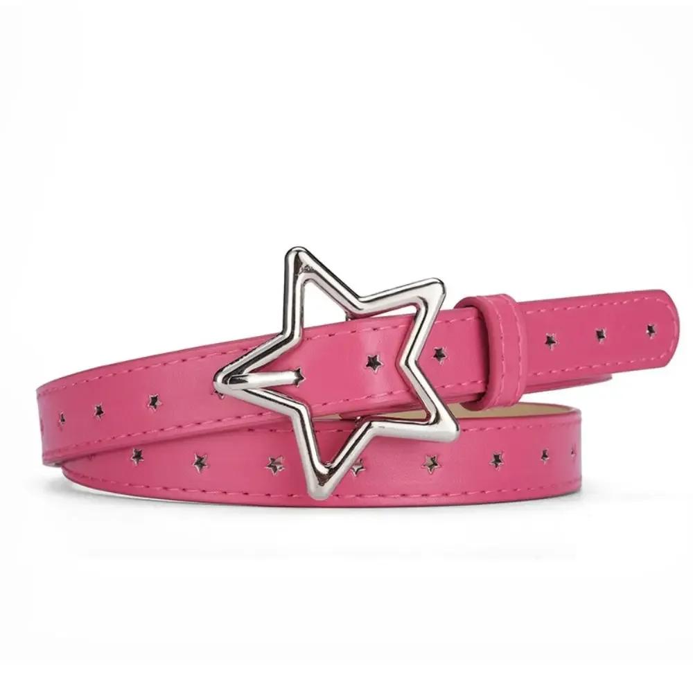 PU Leather Five-point Star Waistband Ins Adjustable Heart Star Belt Waist Belt Thin Women Waist Belt Men