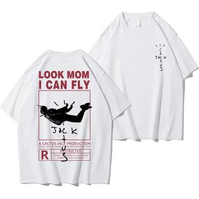 Cactus Jack T-shirt LOOK MOM I CAN FLY Short Sleeve ASTROWORLD Tshirt Summer Oversized Men Tee Women Hip Hop Cotton Top Clothes