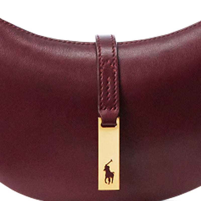New Polo Ralph Lauren Polo ID Cow Leather Handbag, Shoulder Bag Women's Burgundy WAPOBAG02V20013
