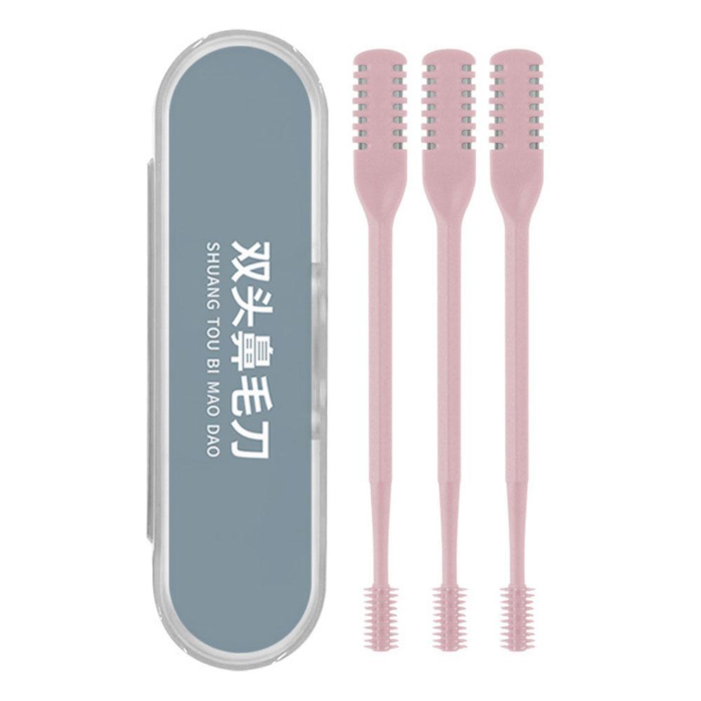 3Pcs Dual Head Nose Hair Trimmer Manual Nasal Cleaner Unisex Portable Nostril Grooming Tool